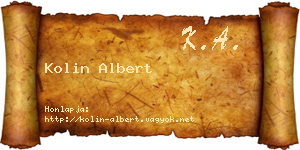 Kolin Albert névjegykártya